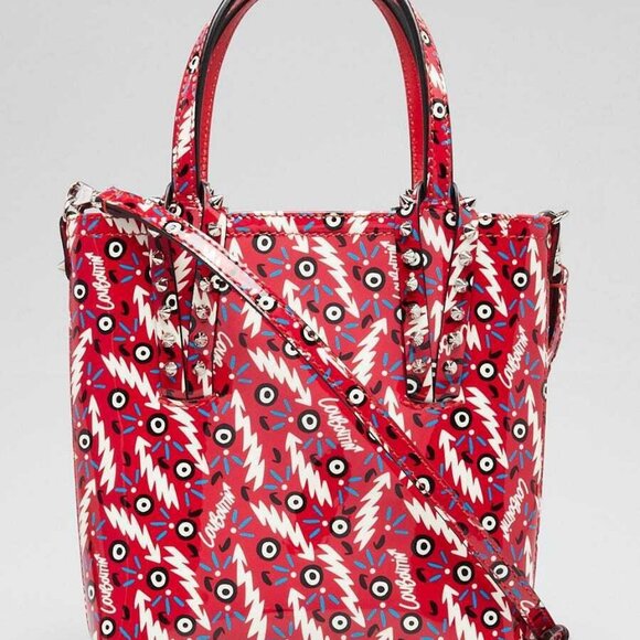 Christian Louboutin Red Patent Leather North/South Ginzana Cabata Mini Tote Bag - Picture 4 of 13